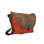 Chique floral alaranjado e cinzento bolsas mensageiro