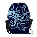 Chique floral azul bolsa mensageiro