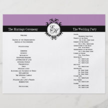 Chique preto roxo do programa do casamento Monogra Panfleto Personalizados