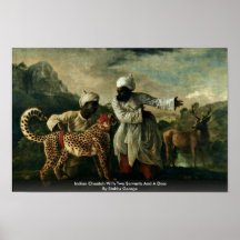 Chita indiana com dois empregados e um cervo posters