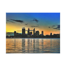 Cidade de Perth após canvas do por do sol Impressão Em Tela Canvas