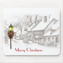 Cidade Mousepad do natal vintage