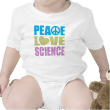 Ciência do amor da paz macacãozinhos para bebê