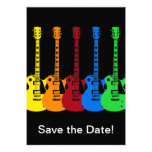Cinco guitarra elétricas coloridas convite personalizado