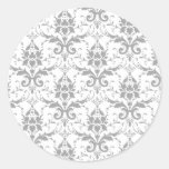 Cinzas da etiqueta do casamento tema damasco adesivos