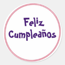 círculo vermelho do esboço, Feliz, Cumpleaños Adesivo Redondo