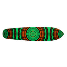 Círculos alaranjados e verdes contemporâneos skates