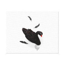 Cisne preta elegante impressão de canvas esticada
