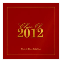 Classe elegante do vermelho & do ouro de 2012 anún convite personalizado