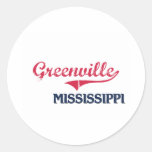 Clássico da cidade de Greenville Mississippi Adesivos Em Formato Redondos