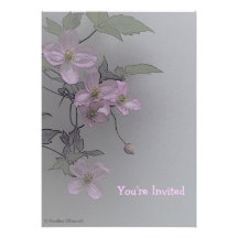 Clematis rosa pálido à moda lindo do © P Wherrell Convite Personalizados