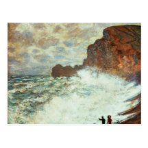 Clima de tempestade um Etretat, mar áspero - Claud Cartão Postal
