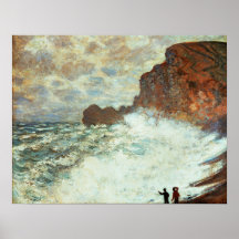 Clima de tempestade um Etretat, mar áspero - Claud Pôsteres