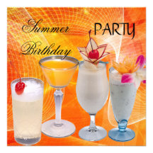 Cocktail da festa de aniversário do verão tropicai convites personalizado