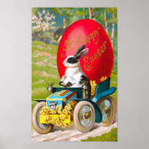 Coelhinho da Páscoa com carro legal Poster