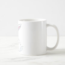 Coelho branco de sorriso caneca
