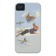 Coelhos de coelho do vôo - vintage engraçado bonit capa iPhone 4 Case-Mate