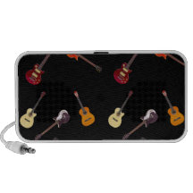 Colagem da guitarra elétrica & acústica caixinhas de som de viagem