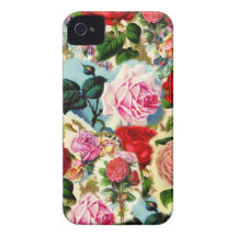 Colagem floral chique bonito do jardim de rosas do iPhone 4 capa