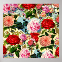 Colagem floral chique bonito do jardim de rosas do poster