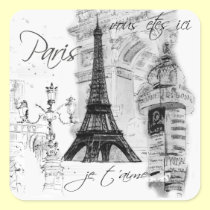Colagem francesa da cena da torre Eiffel de Paris adesivos