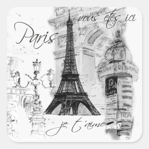 Colagem francesa da cena da torre Eiffel de Paris Adesivos