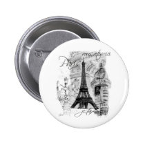 Colagem francesa da cena da torre Eiffel de Paris broches