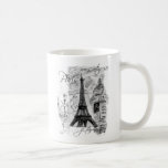 Colagem francesa da cena da torre Eiffel de Paris Canecas