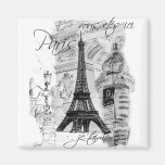 Colagem francesa da cena da torre Eiffel de Paris Imã