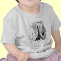 Colagem francesa da cena da torre Eiffel de Paris camisetas
