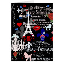 Colagem preta francesa moderna de Paris Cartoes