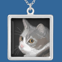 Colar cinzenta do desenho do gato colares
