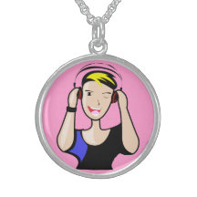 Colar da prata esterlina do DJ do Anime