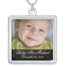 Colar do presente da foto do bebê - com foto horiz