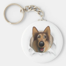 Collie (casaco áspero) que rebenta para fora chaveiro