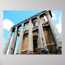 Colunas romanas com POSTER do templo