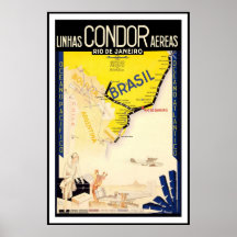 Condor Aereas de Rio de Janeiro Brasil Linhas Poster
