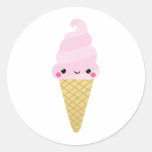 Cone do sorvete de Kawaii Adesivos Redondos