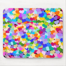 Confetes do coração do arco-íris mousepad