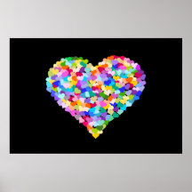 Confetes dos corações do arco-íris posters