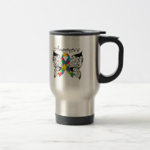 Consciência da borboleta do tatuagem - autismo caneca