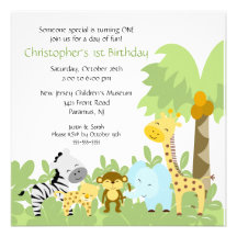 Convite animal do aniversário da selva do bebê
