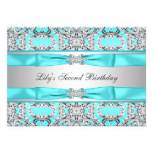 Convite azul da festa de aniversario de meninas da