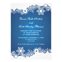 Convite branco azul do casamento no inverno do flo