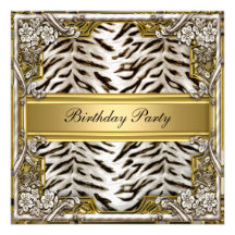 Convite de aniversário branco do tigre