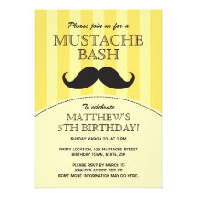 Convite de aniversário da festança do bigode, amar