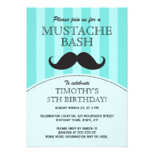 Convite de aniversário da festança do bigode, aqua