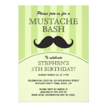 Convite de aniversário da festança do bigode, verd