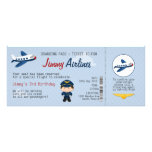 Convite de aniversário do bilhete de avião dos miú