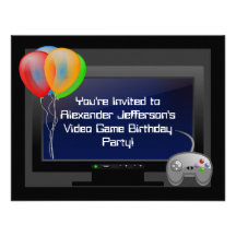 Convite de aniversário do jogo do jogo de vídeo do
